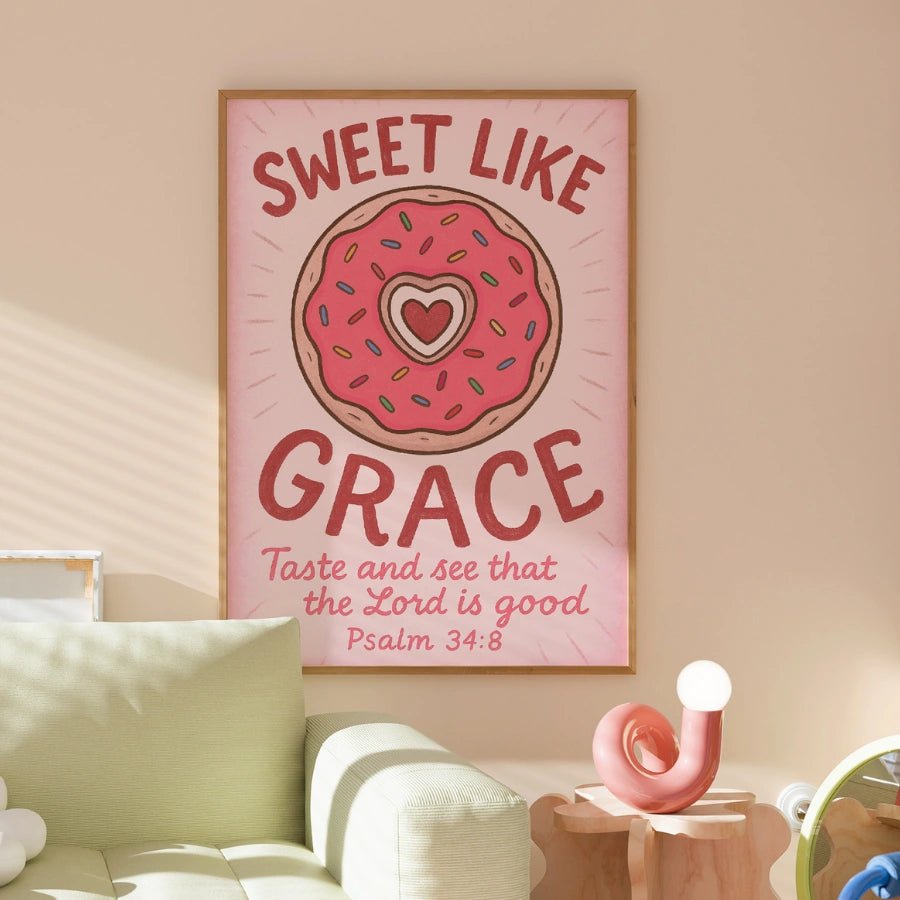 Sweet Like Grace Wall Art – Poster con versetto biblico sulla ciambella