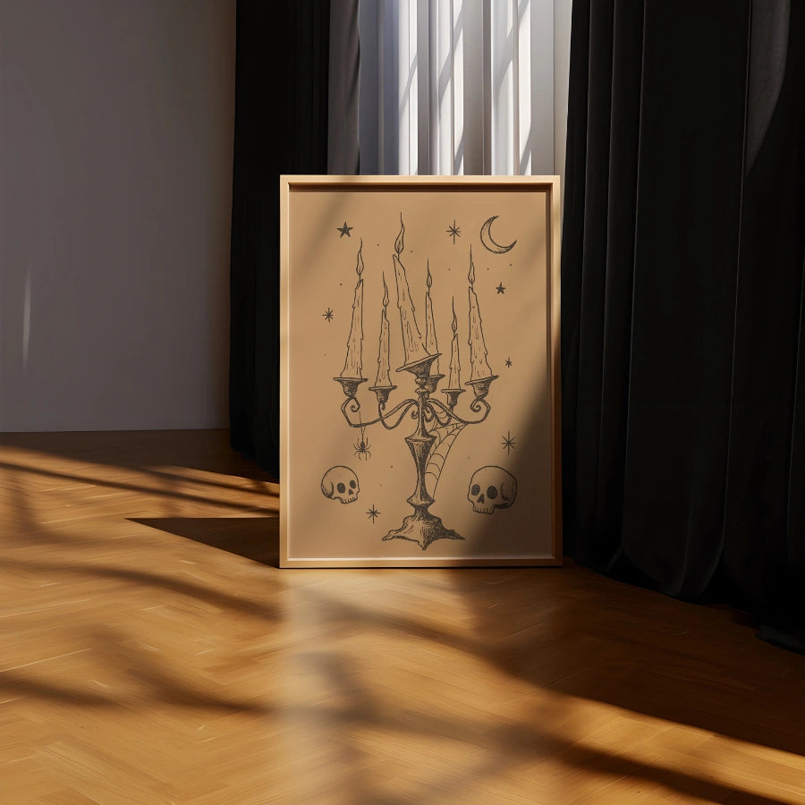Stampa di Halloween con candelabro gotico – Arte delle candele stregonesche