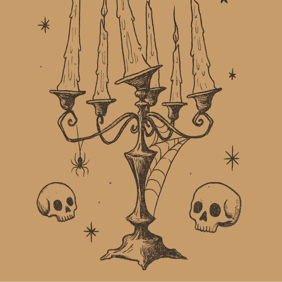 Stampa di Halloween con candelabro gotico – Arte delle candele stregonesche