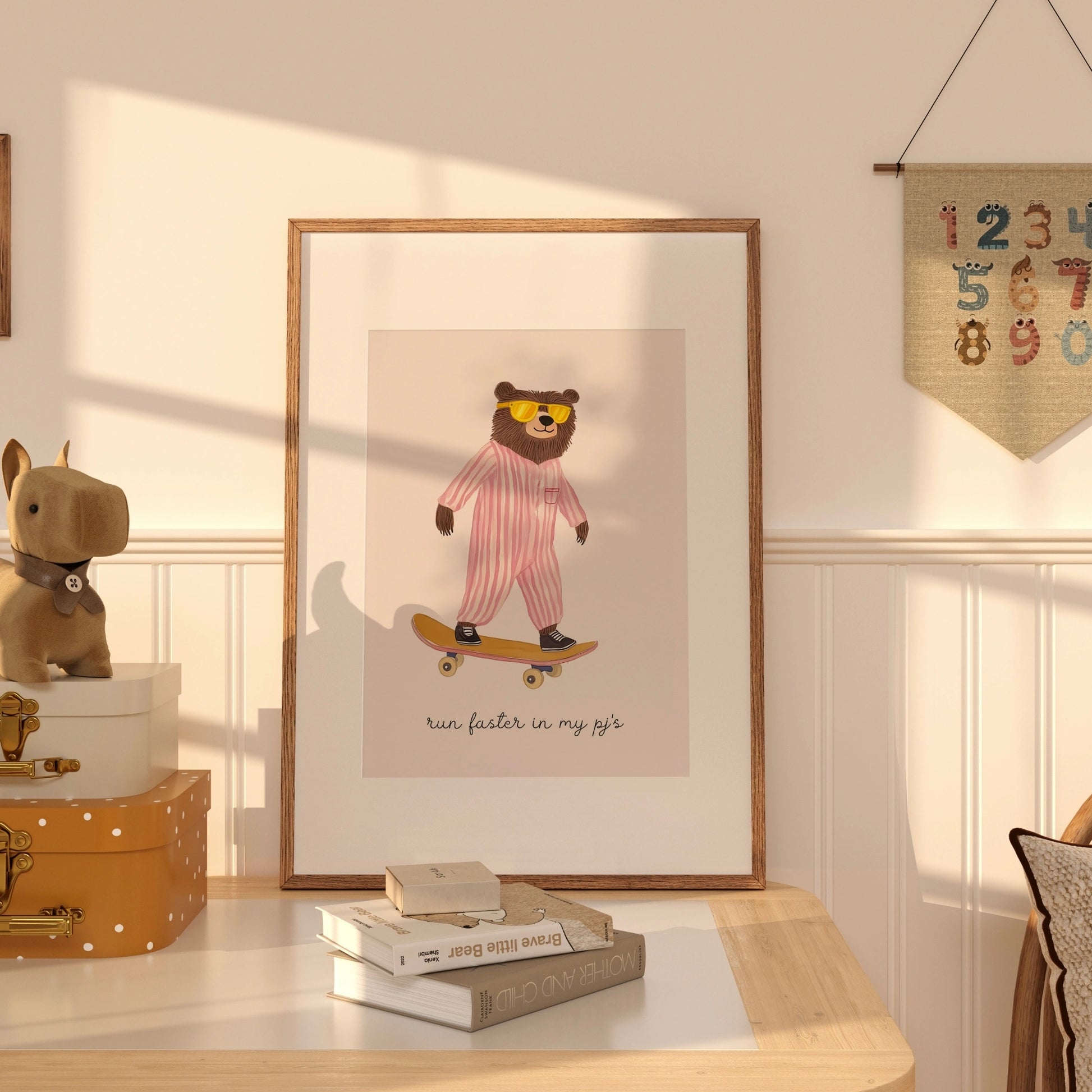 Skater Bear Wall Art – Poster di animali divertenti