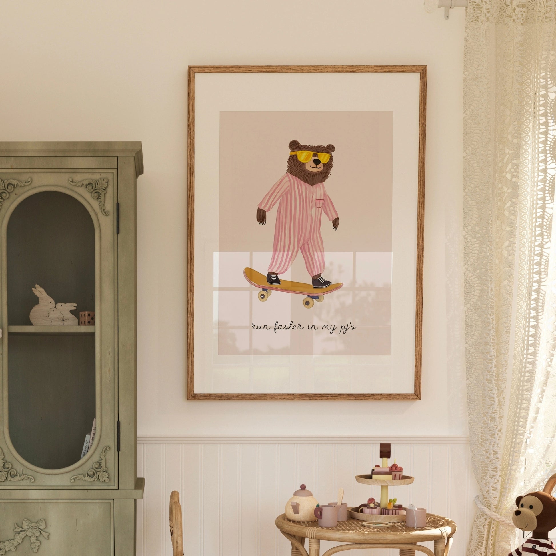 Skater Bear Wall Art – Poster di animali divertenti