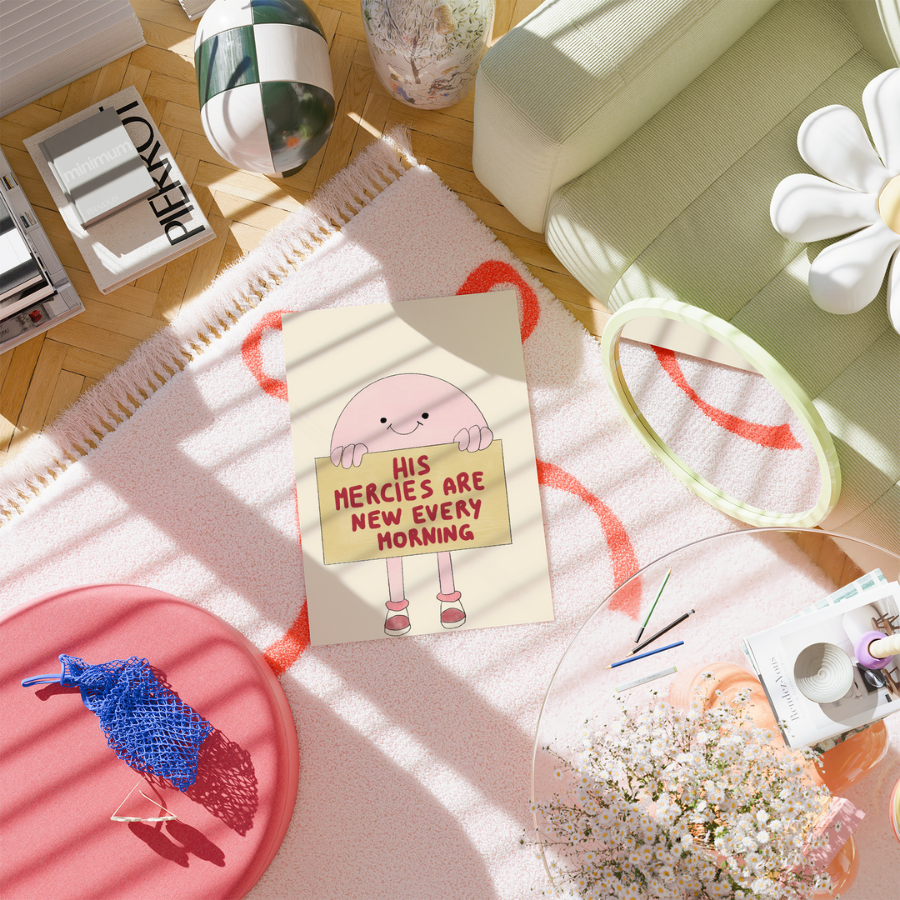 His Mercies Christian Wall Art – Stampa di un grazioso versetto biblico mattutino