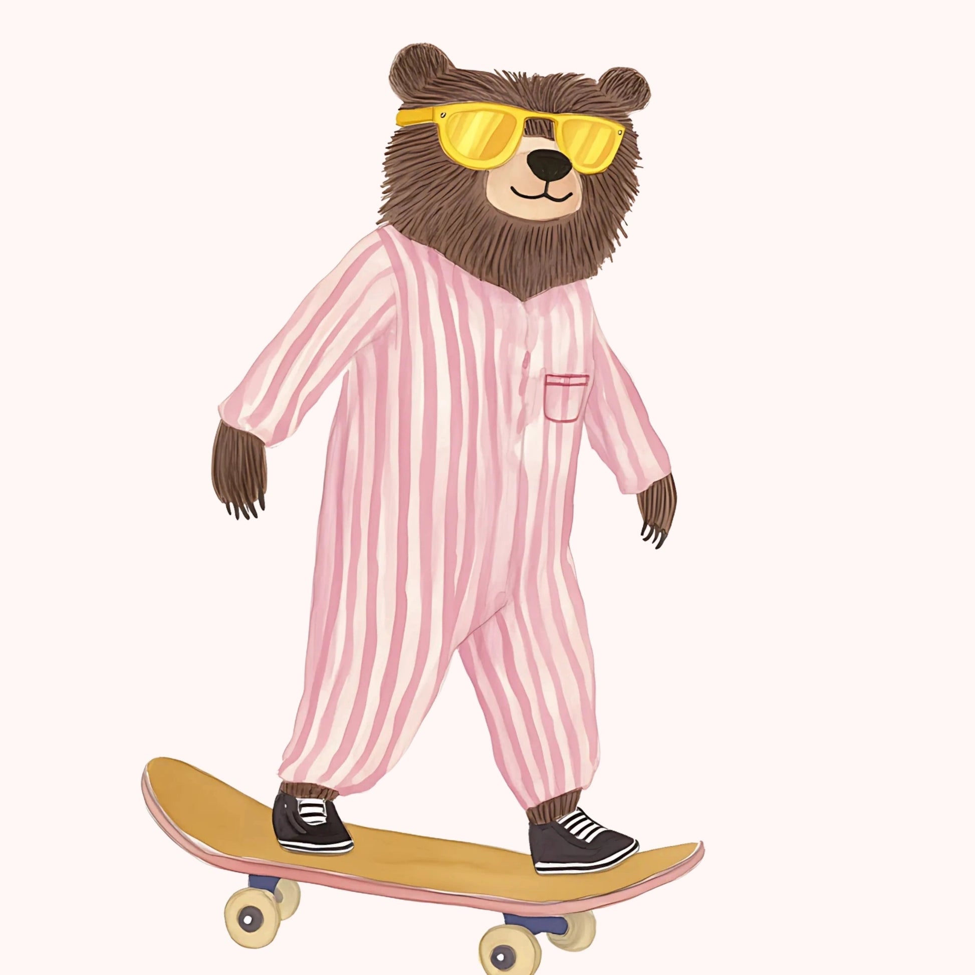 Skater Bear Wall Art – Poster di animali divertenti