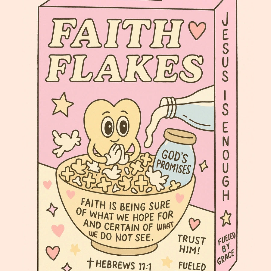 Faith Flakes Wall Art – Poster con versetto biblico raffigurante una scatola di cereali