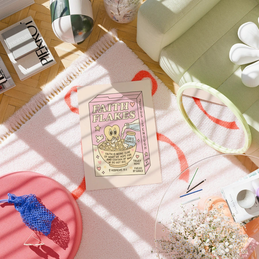 Faith Flakes Wall Art – Poster con versetto biblico raffigurante una scatola di cereali
