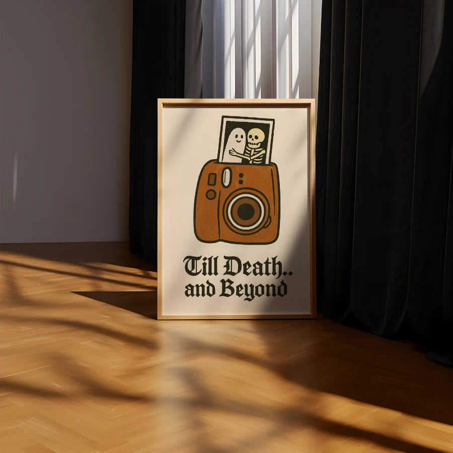 Stampa di Halloween "Till Death" - Coppia di fantasmi e scheletri