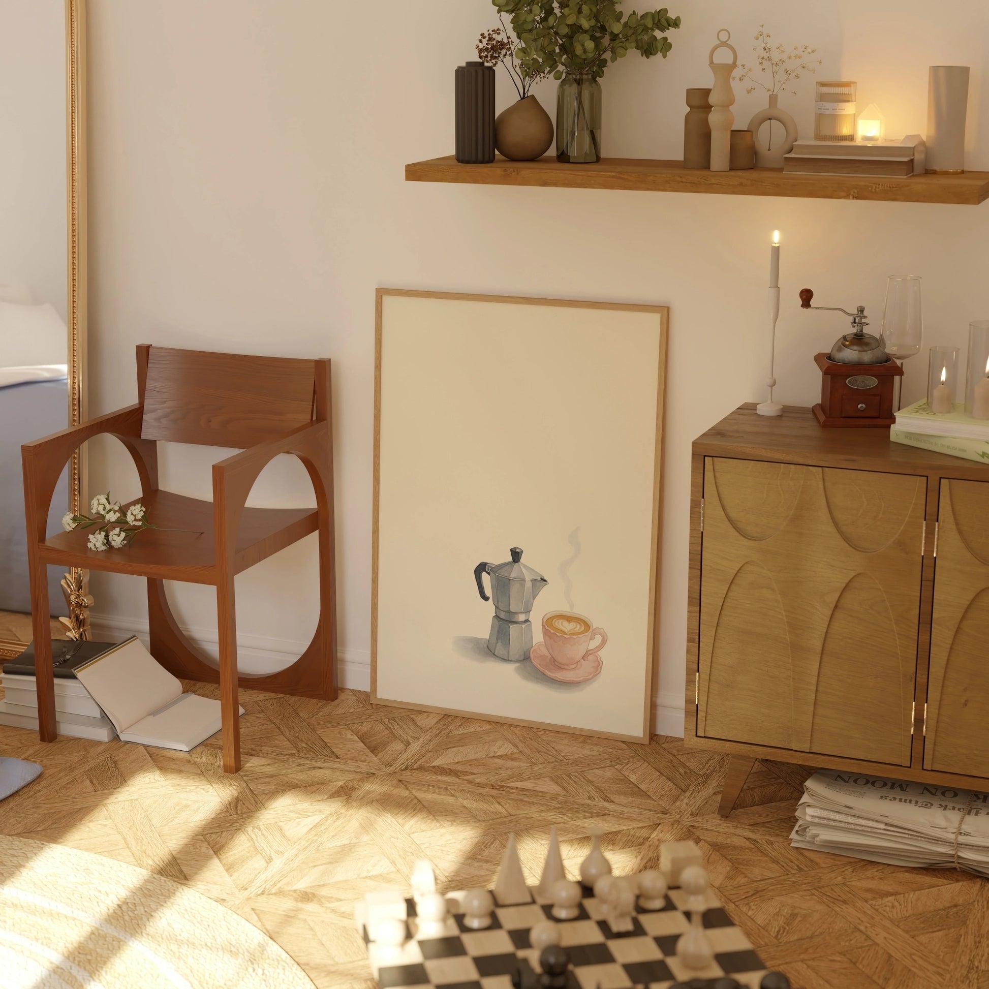 Decorazione murale per la tavola da pranzo italiana – Stampa di pasta, vino e cucina