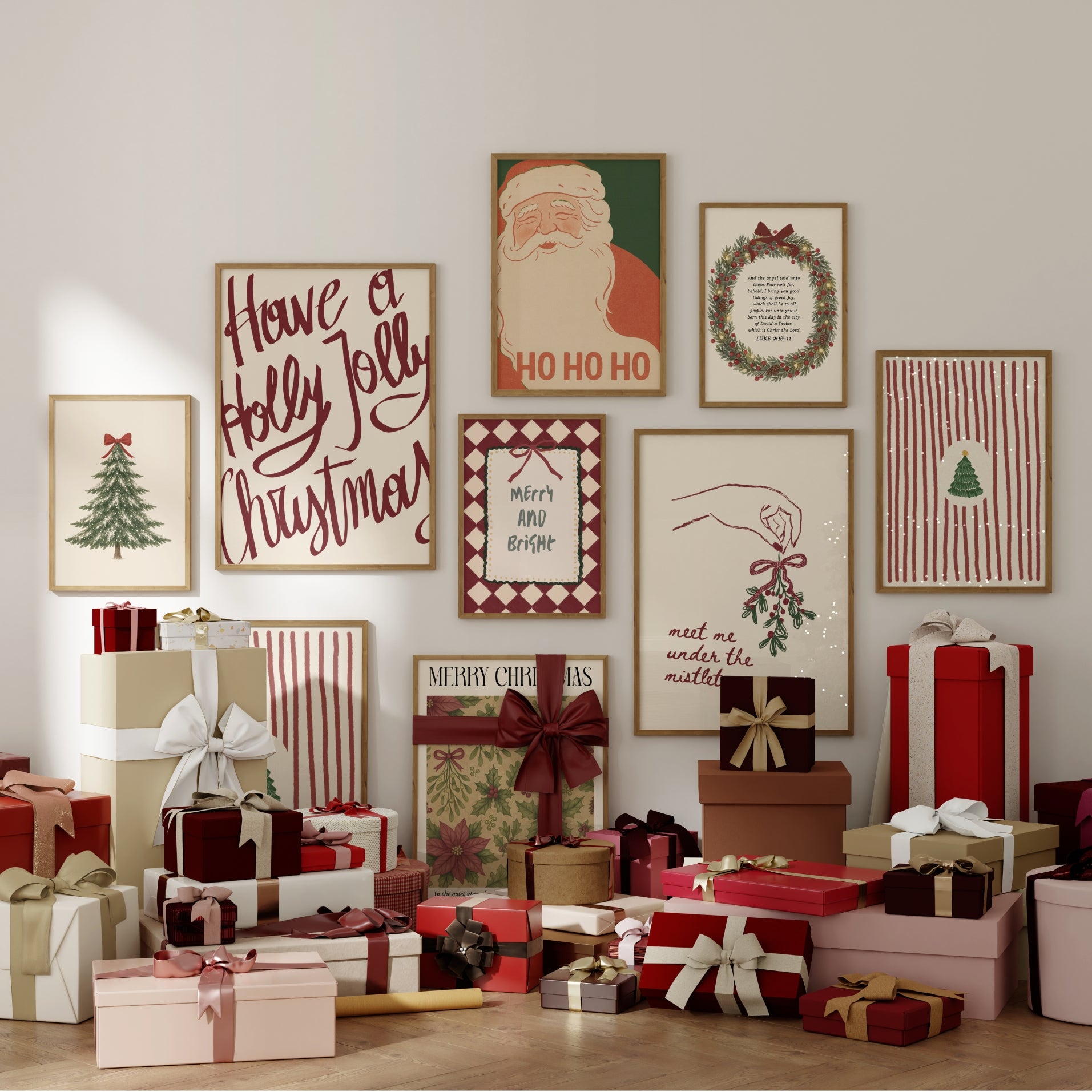 Set di 16 stampe vintage disegnate a mano per le vacanze