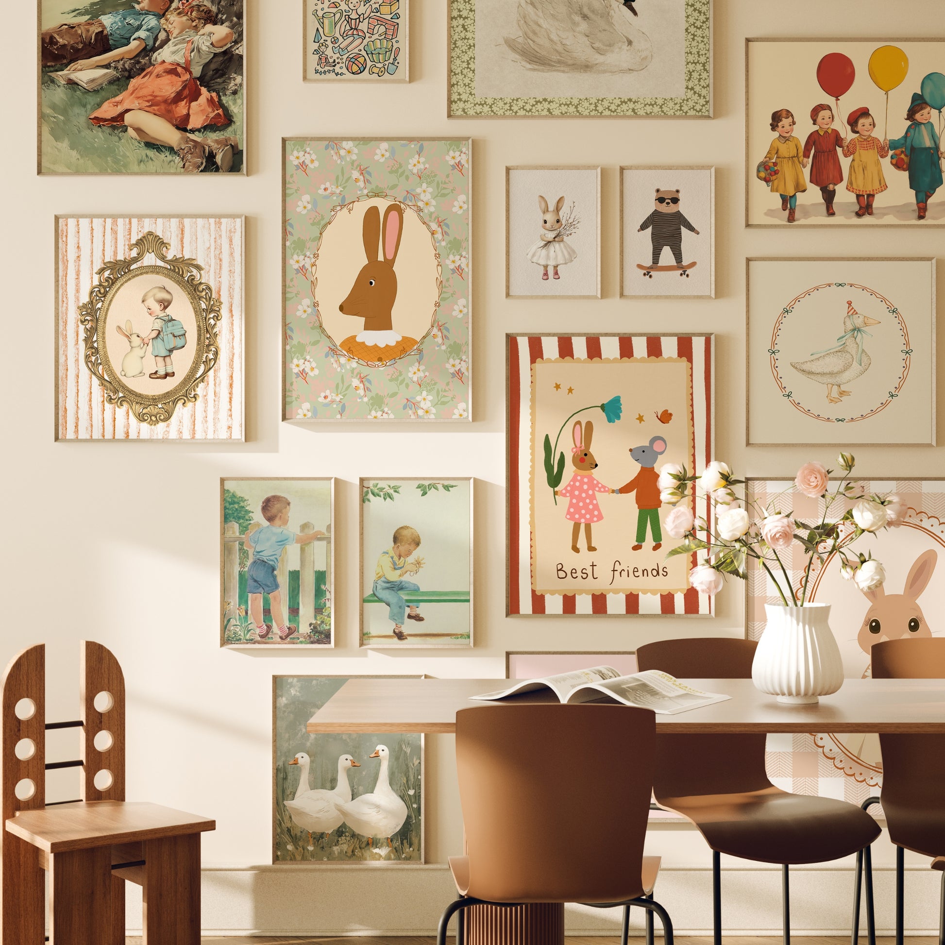 Asilo nido vintage fatto a mano, oltre 140 stampe