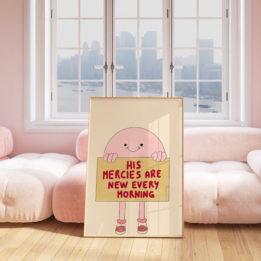 His Mercies Christian Wall Art – Stampa di un grazioso versetto biblico mattutino