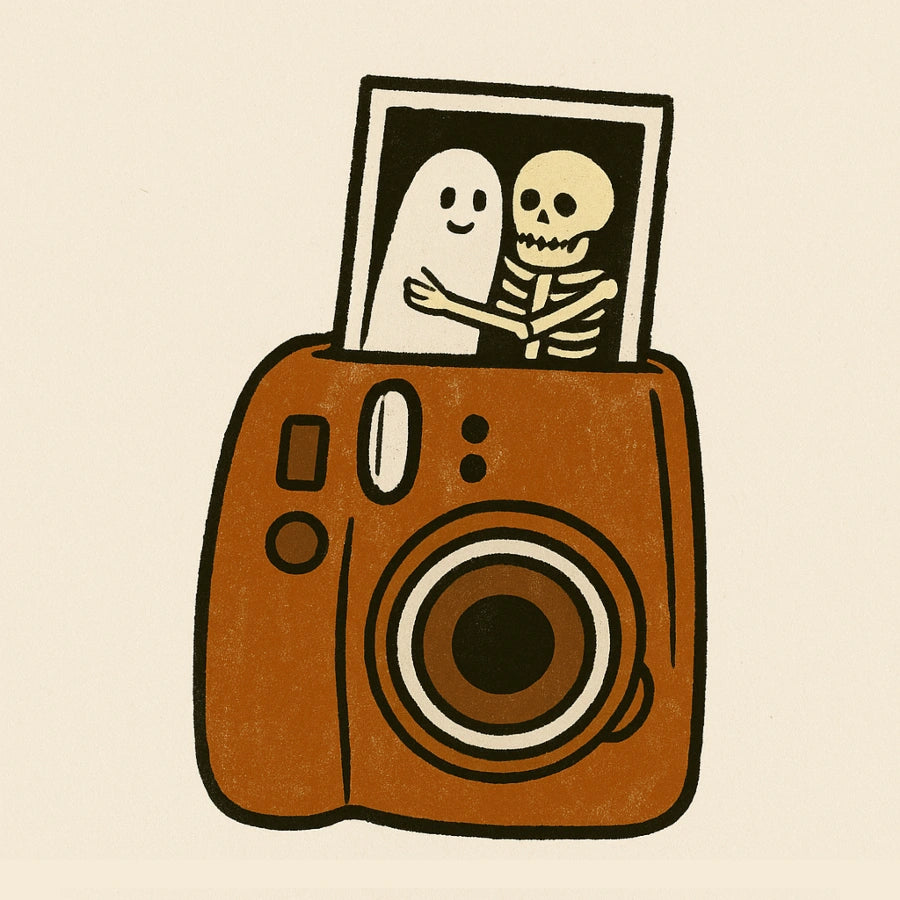 Stampa di Halloween "Till Death" - Coppia di fantasmi e scheletri