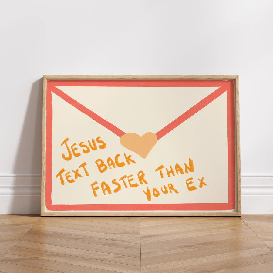 Gesù risponde ai messaggi più velocemente del tuo ex - Stampa murale divertente cristiana