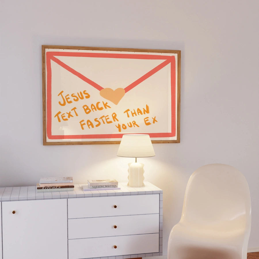 Gesù risponde ai messaggi più velocemente del tuo ex - Stampa murale divertente cristiana