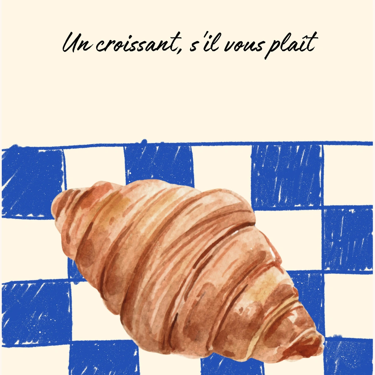 Arte murale da cucina con croissant - Stampa di panetteria francese