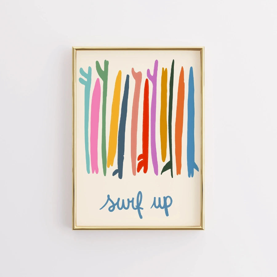 Surf Up Wall Art - Poster colorato con tavola da surf