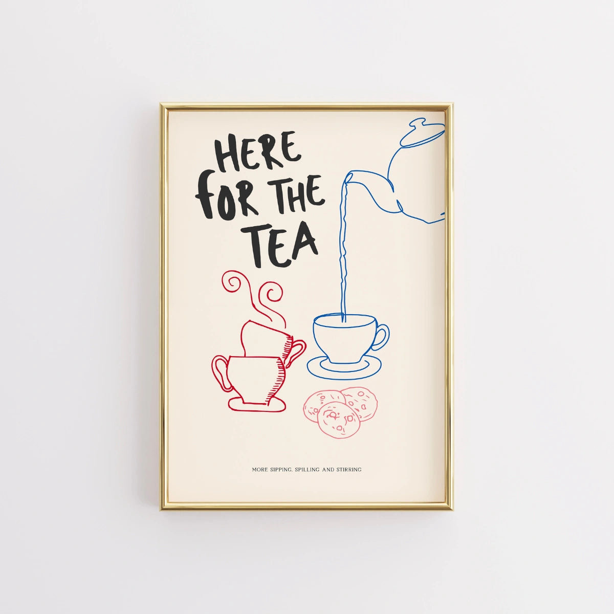 Arte murale dell'ora del tè - Divertente stampabile per la cucina