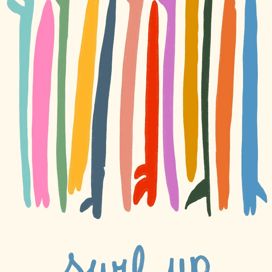 Surf Up Wall Art - Poster colorato con tavola da surf