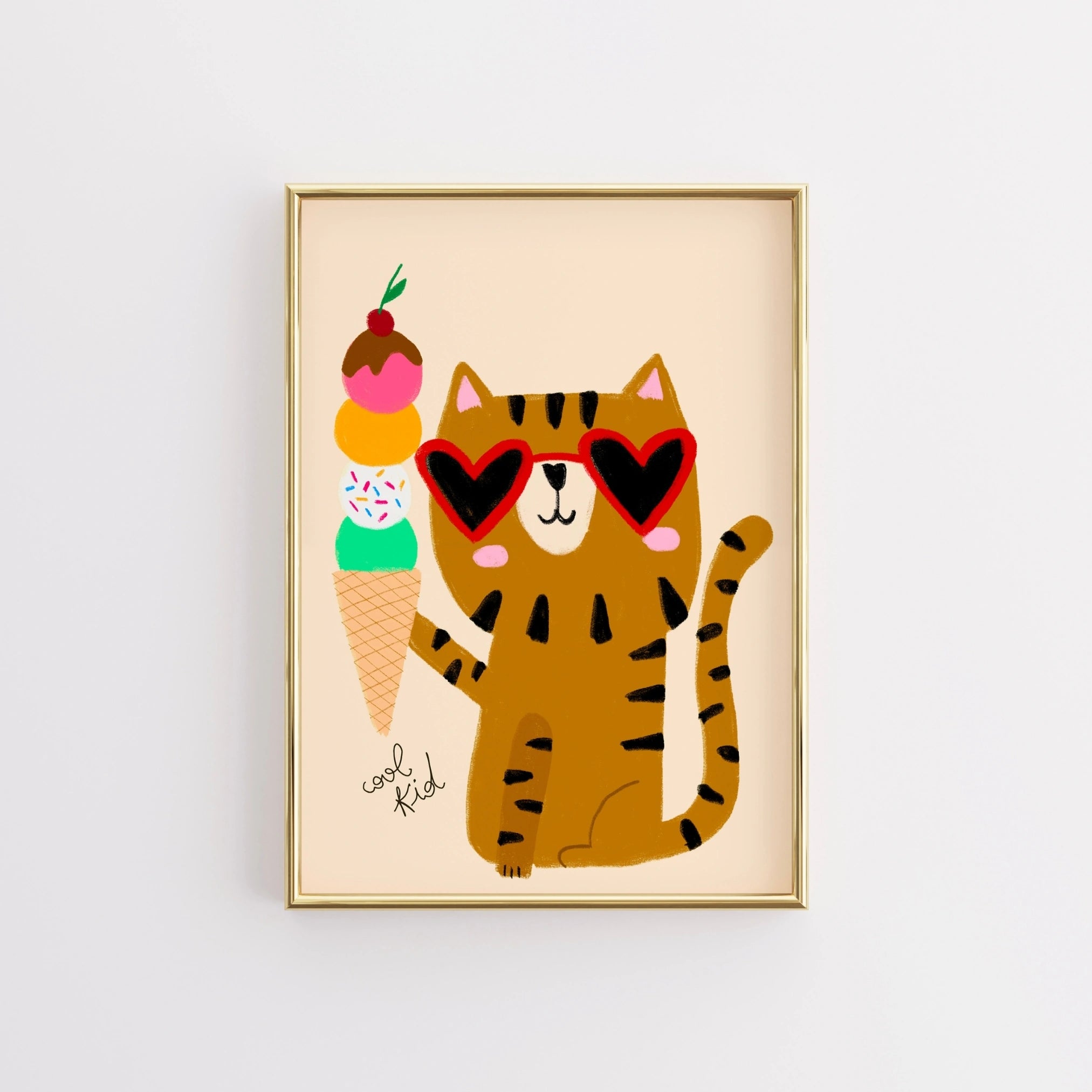 Cool Cat Wall Art – Poster divertente con gelato
