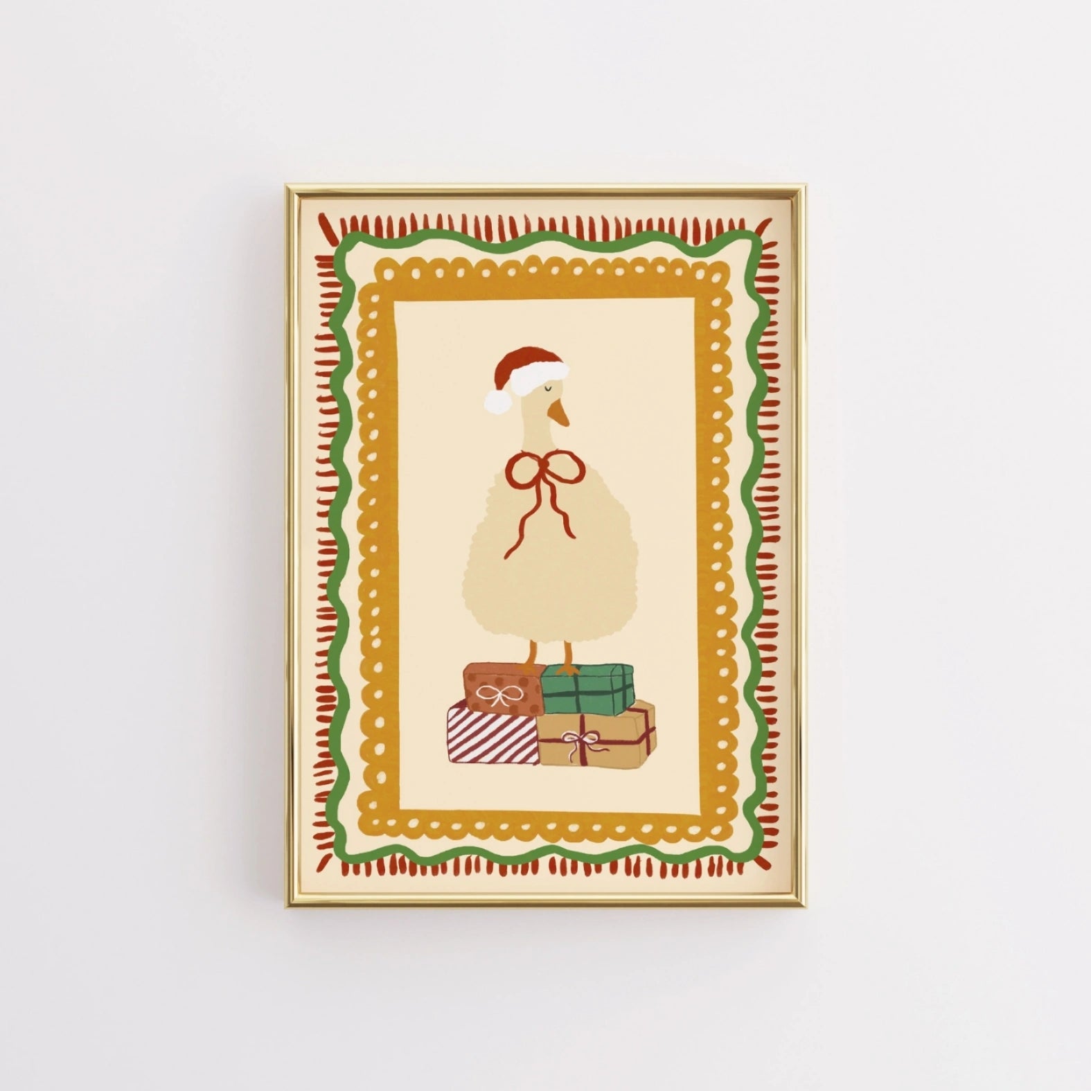 Stampa per cameretta dei bambini con oca natalizia