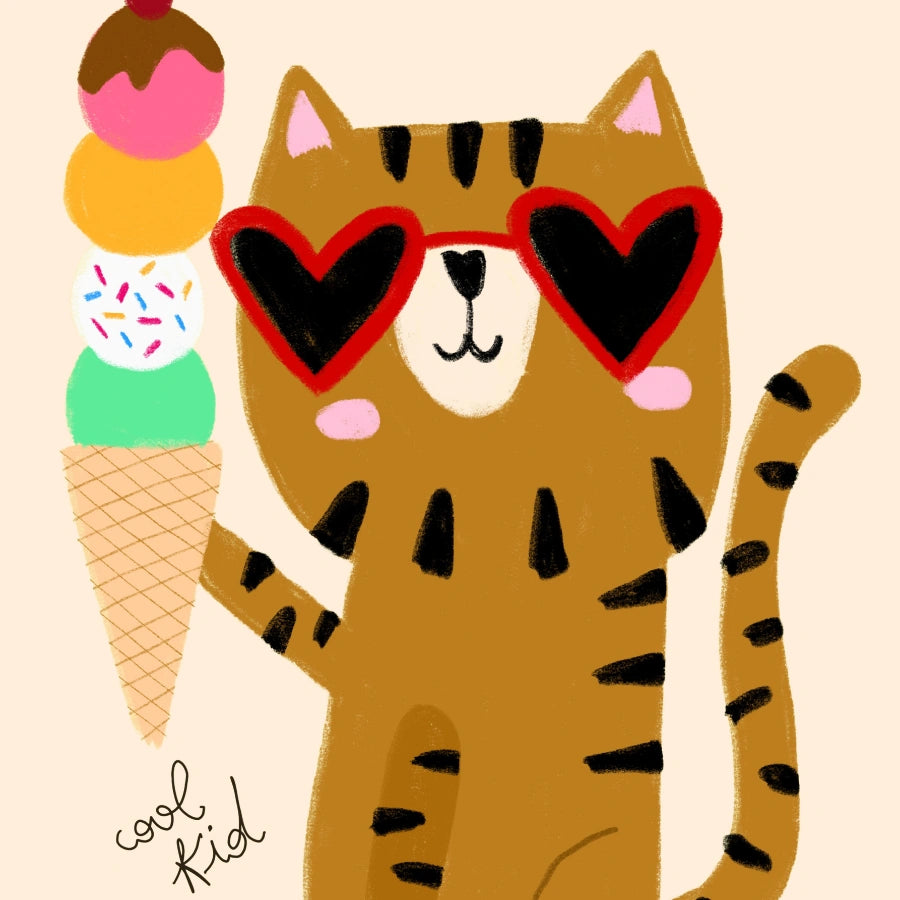 Cool Cat Wall Art – Poster divertente con gelato