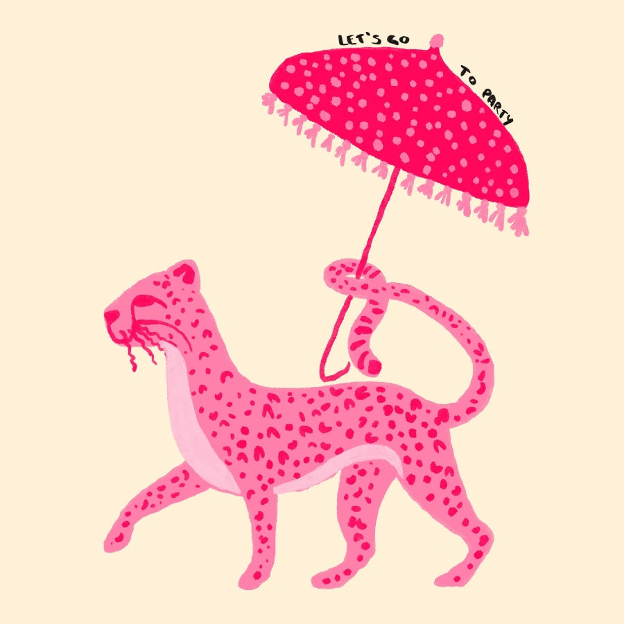 Arte murale leopardo rosa di Parigi - Stampa animalier massimalista eccentrica