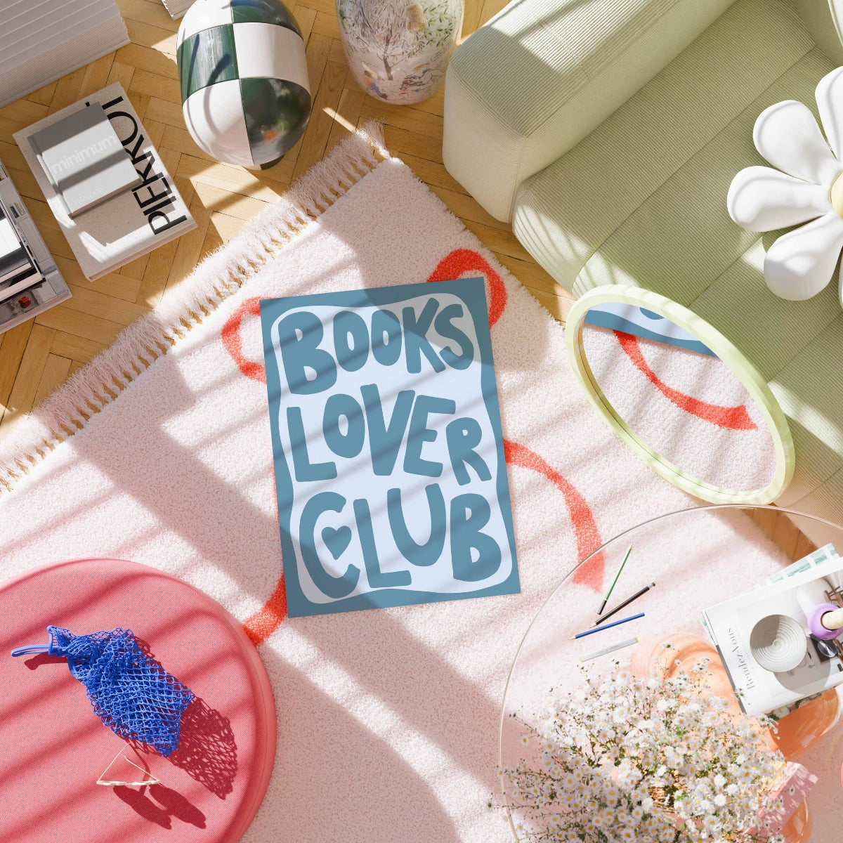 Arte murale Books Lover Club – Stampa estetica blu