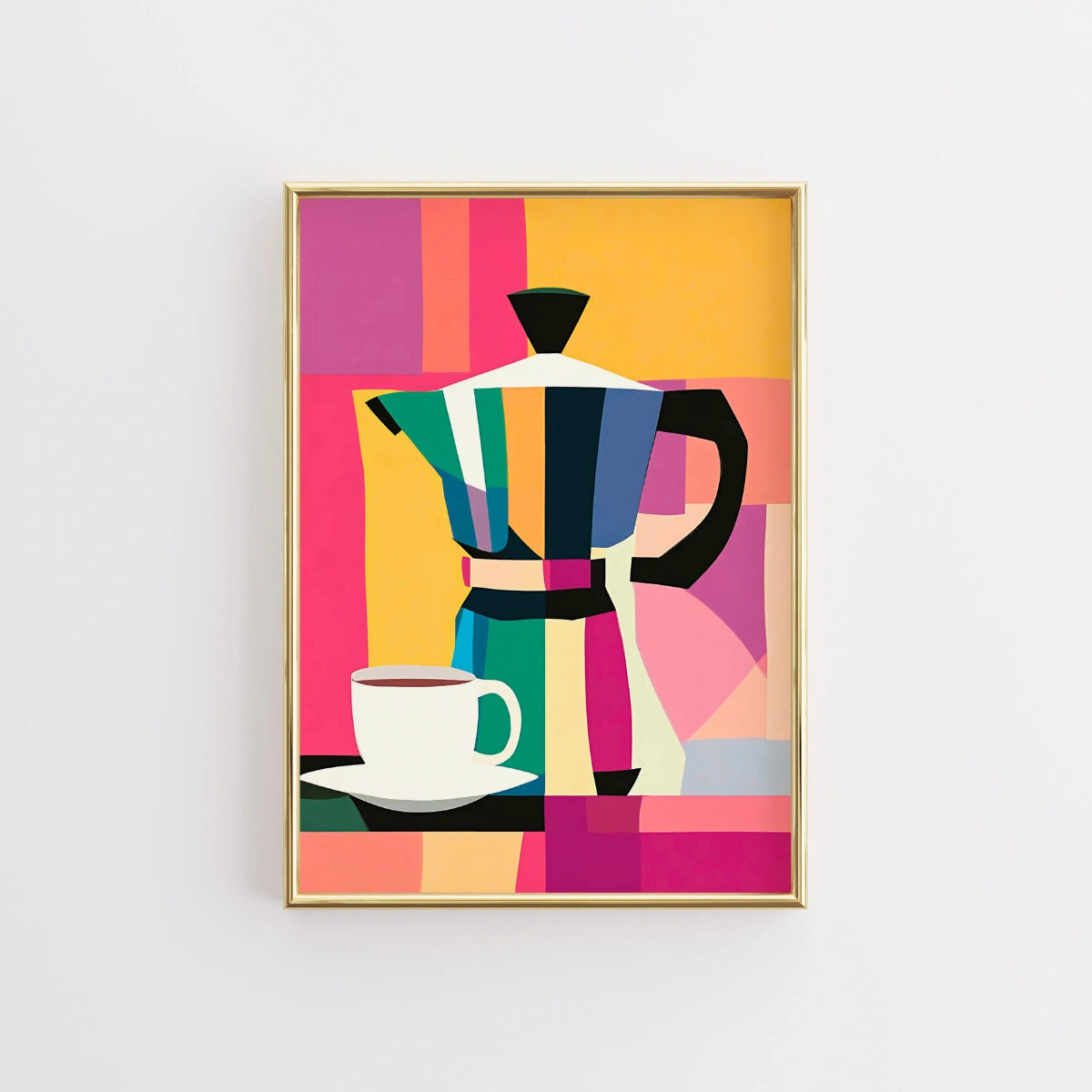 Moka Coffee Wall Art – Stampa colorata per la cucina