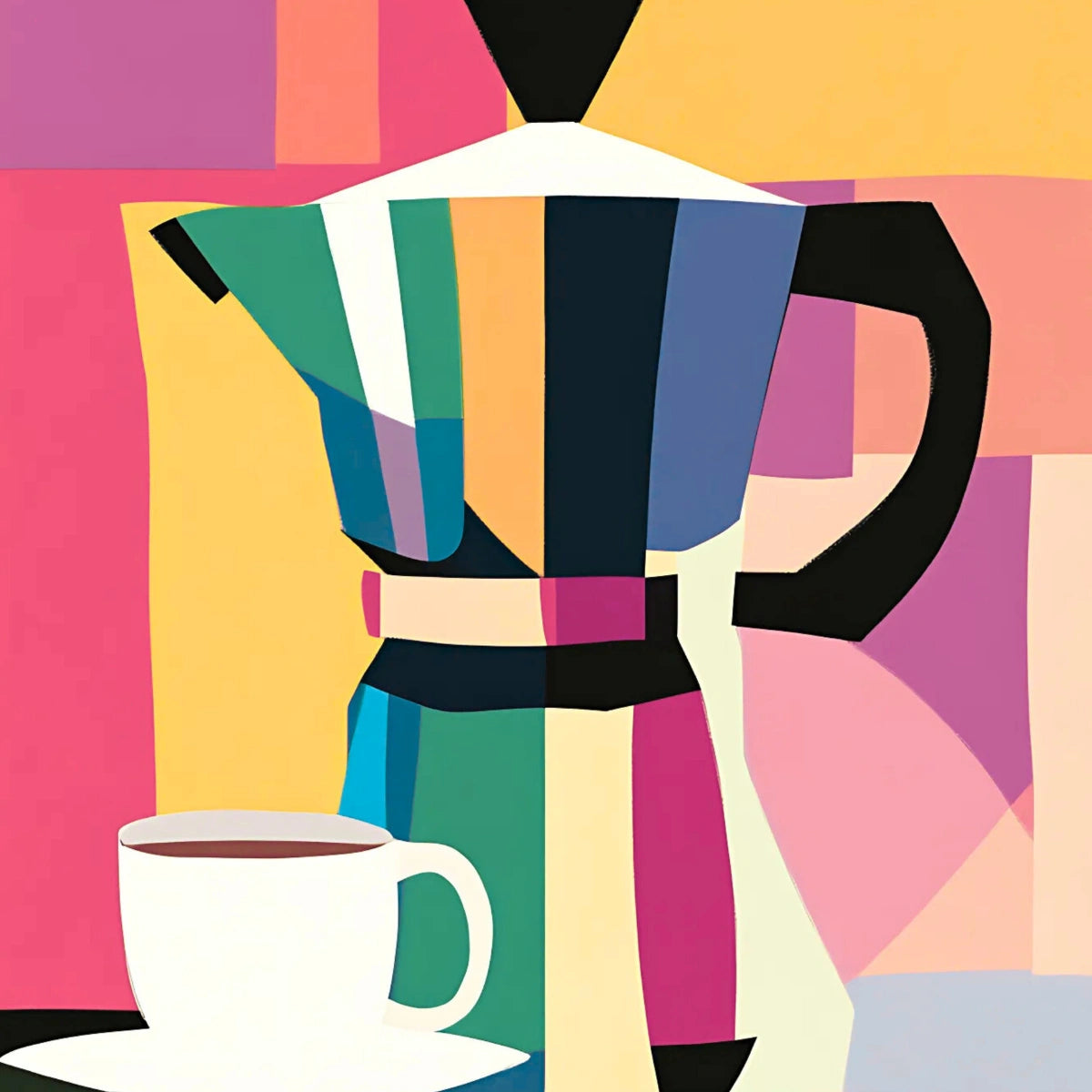 Moka Coffee Wall Art – Stampa colorata per la cucina