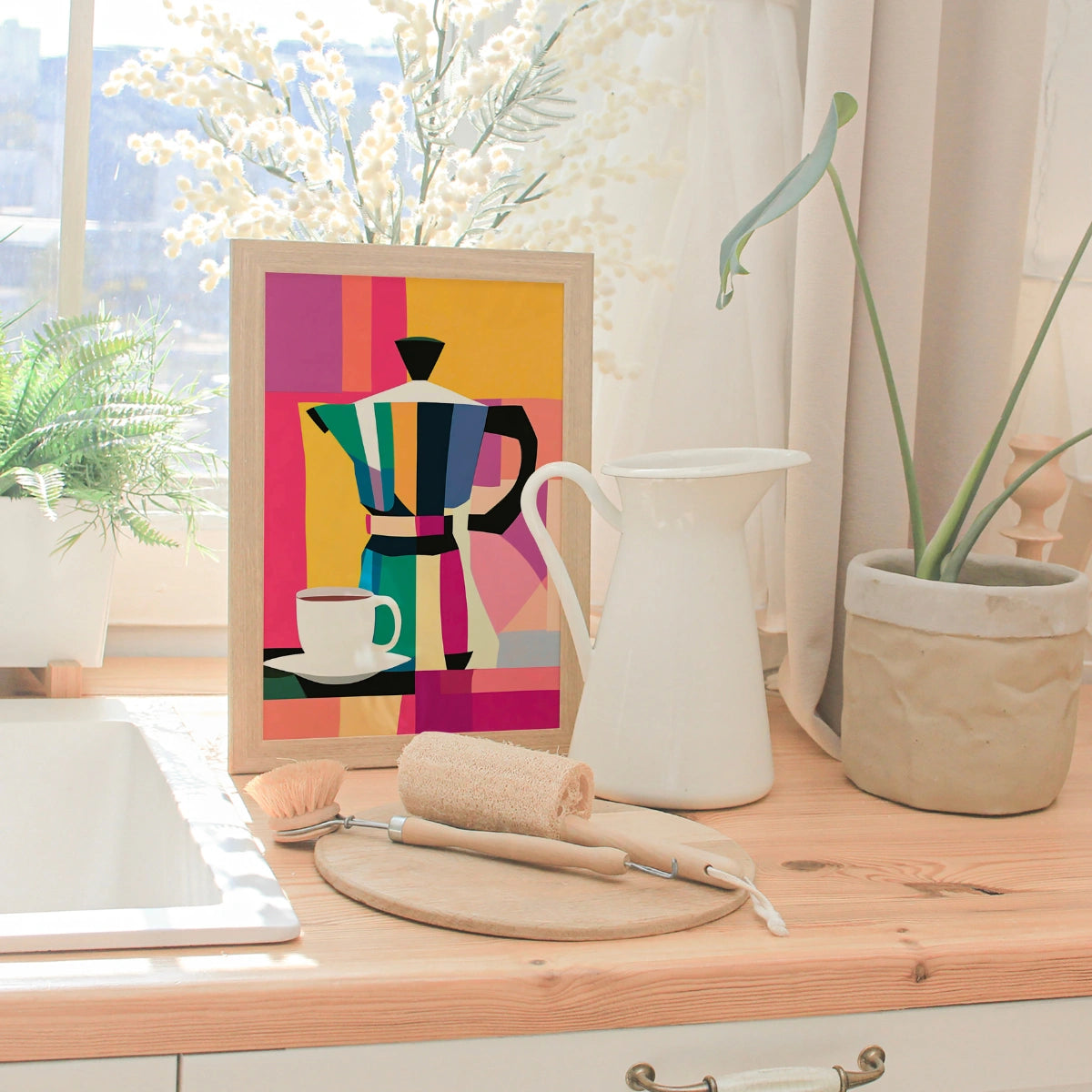 Moka Coffee Wall Art – Stampa colorata per la cucina
