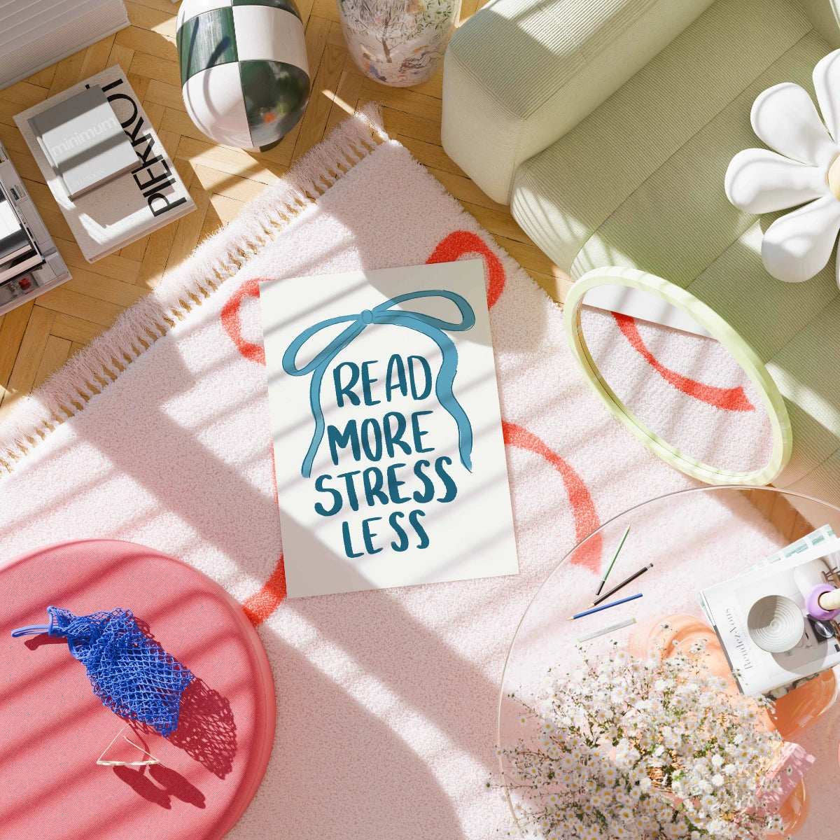Leggi di più Stress Less Wall Art – Poster Blue Bookish