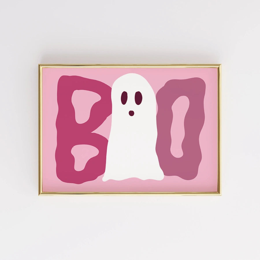 BOO Ghost Wall Art – Divertente poster estetico autunnale