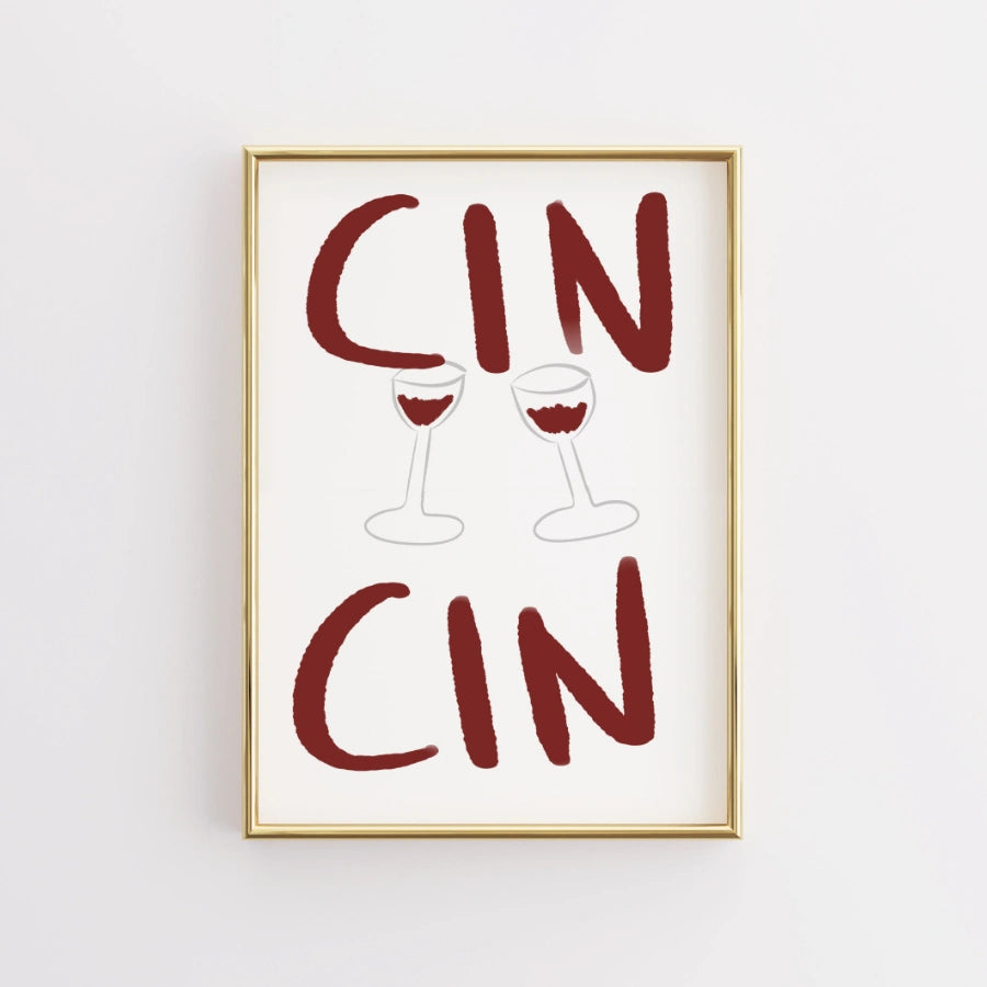 Stampa da cucina Cin Cin – Arte murale con vino italiano