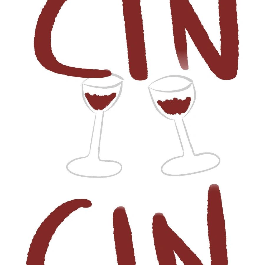 Stampa da cucina Cin Cin – Arte murale con vino italiano