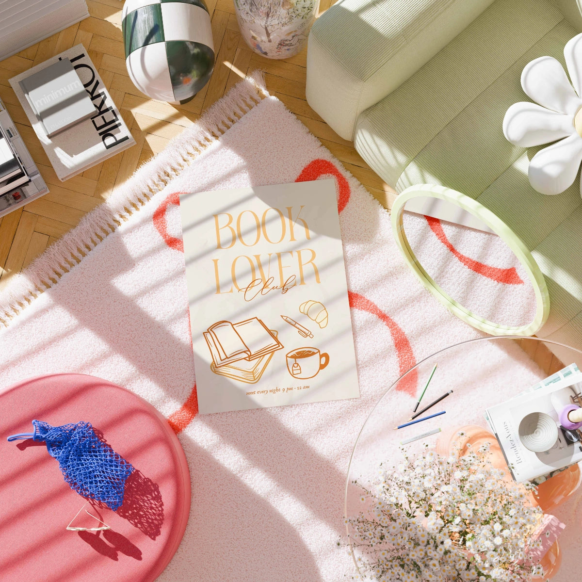 Arte murale del Book Lover Club – Stampabile accogliente per i libri