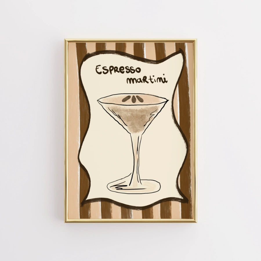 Espresso Martini Wall Art – Stampa neutra da cucina e bar
