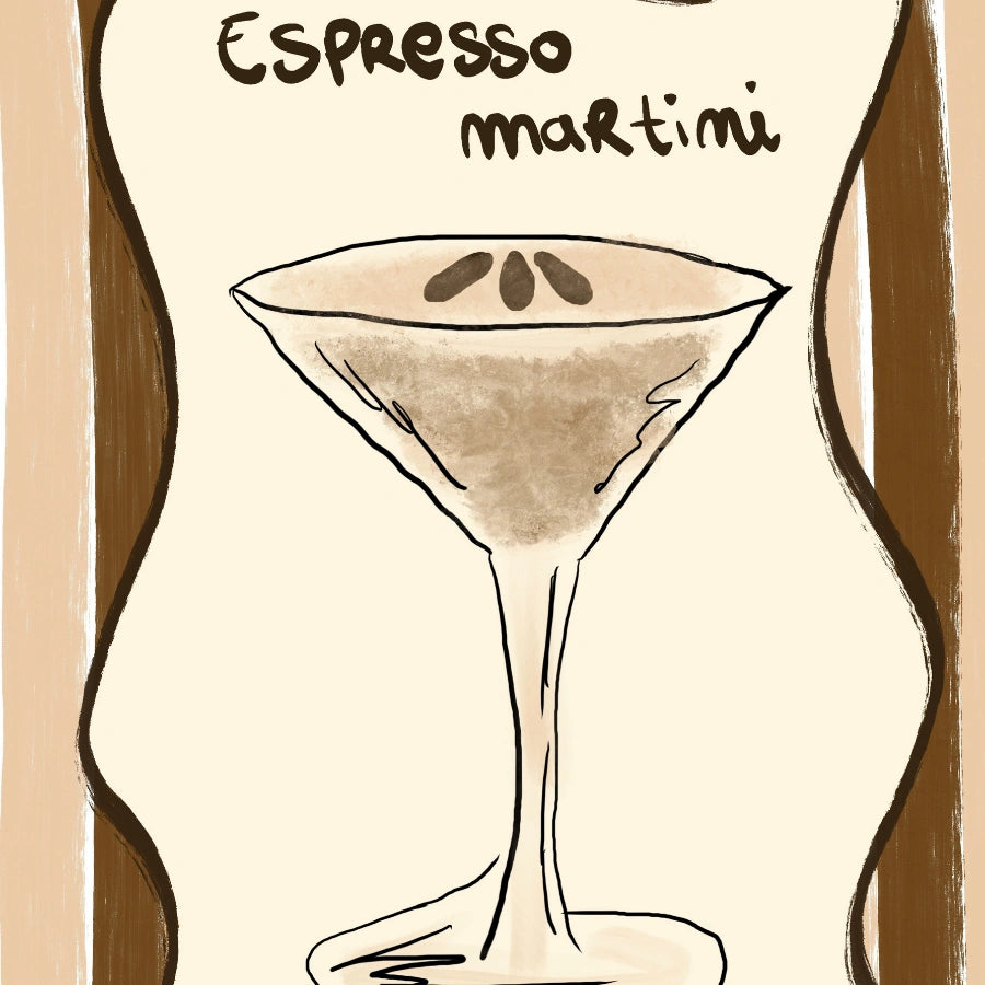 Espresso Martini Wall Art – Stampa neutra da cucina e bar