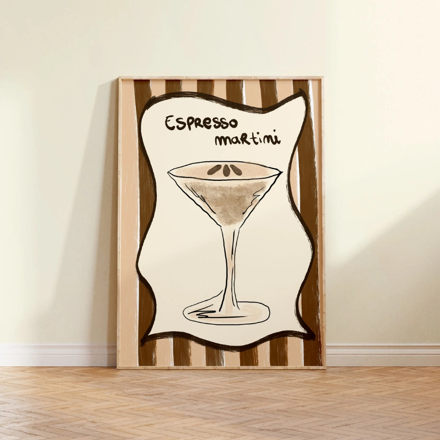 Espresso Martini Wall Art – Stampa neutra da cucina e bar