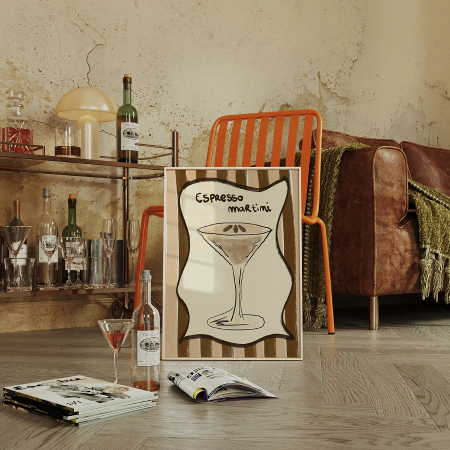 Espresso Martini Wall Art – Stampa neutra da cucina e bar