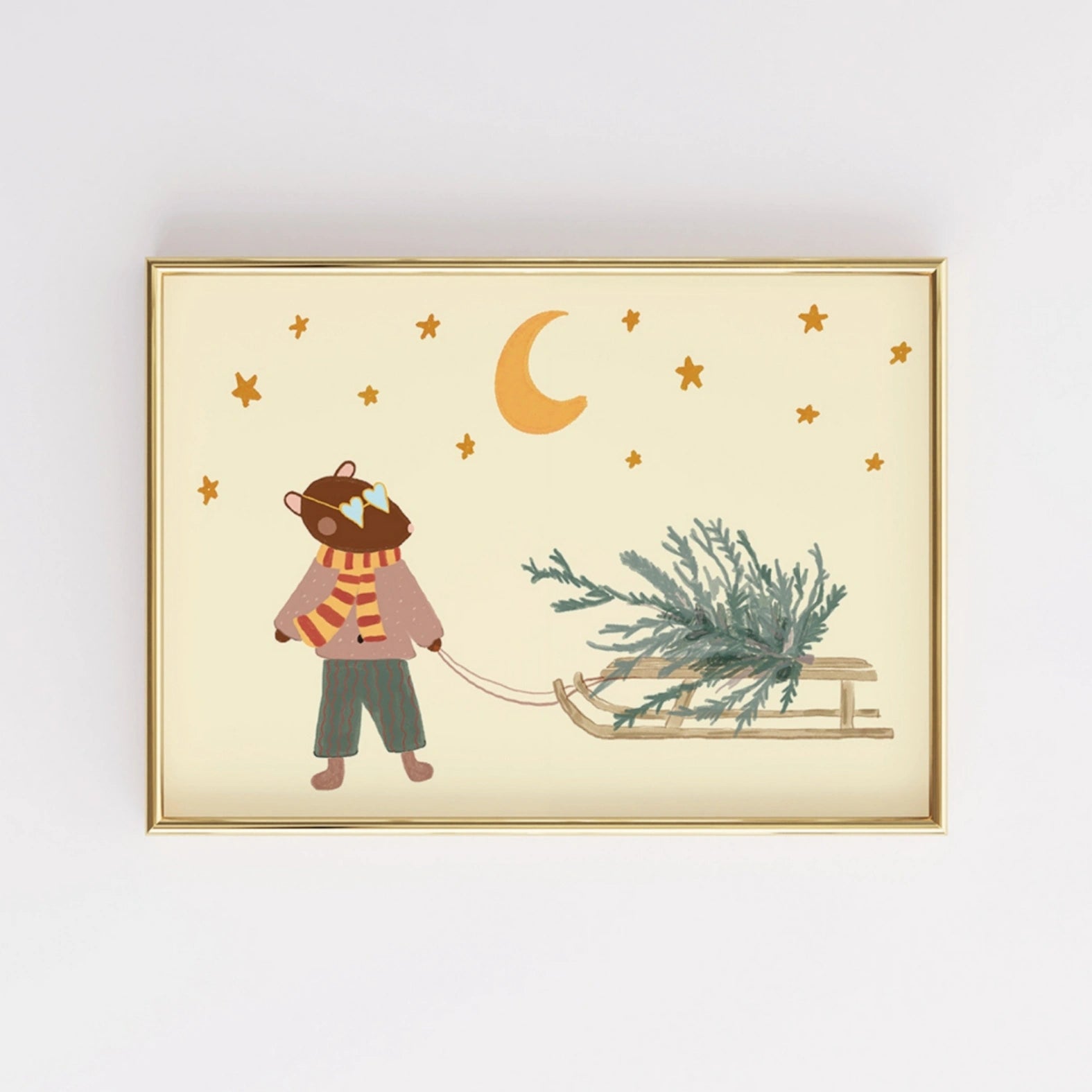 Stampa orso con albero di Natale