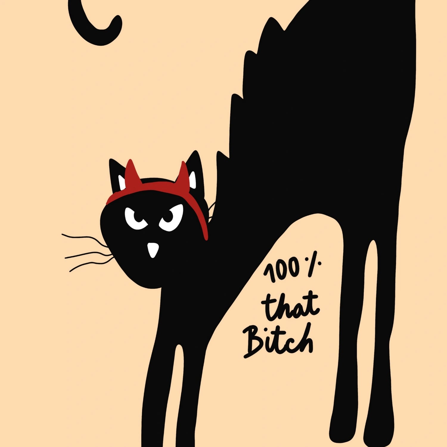 Stampa di gatto nero impertinente - Divertente Halloween