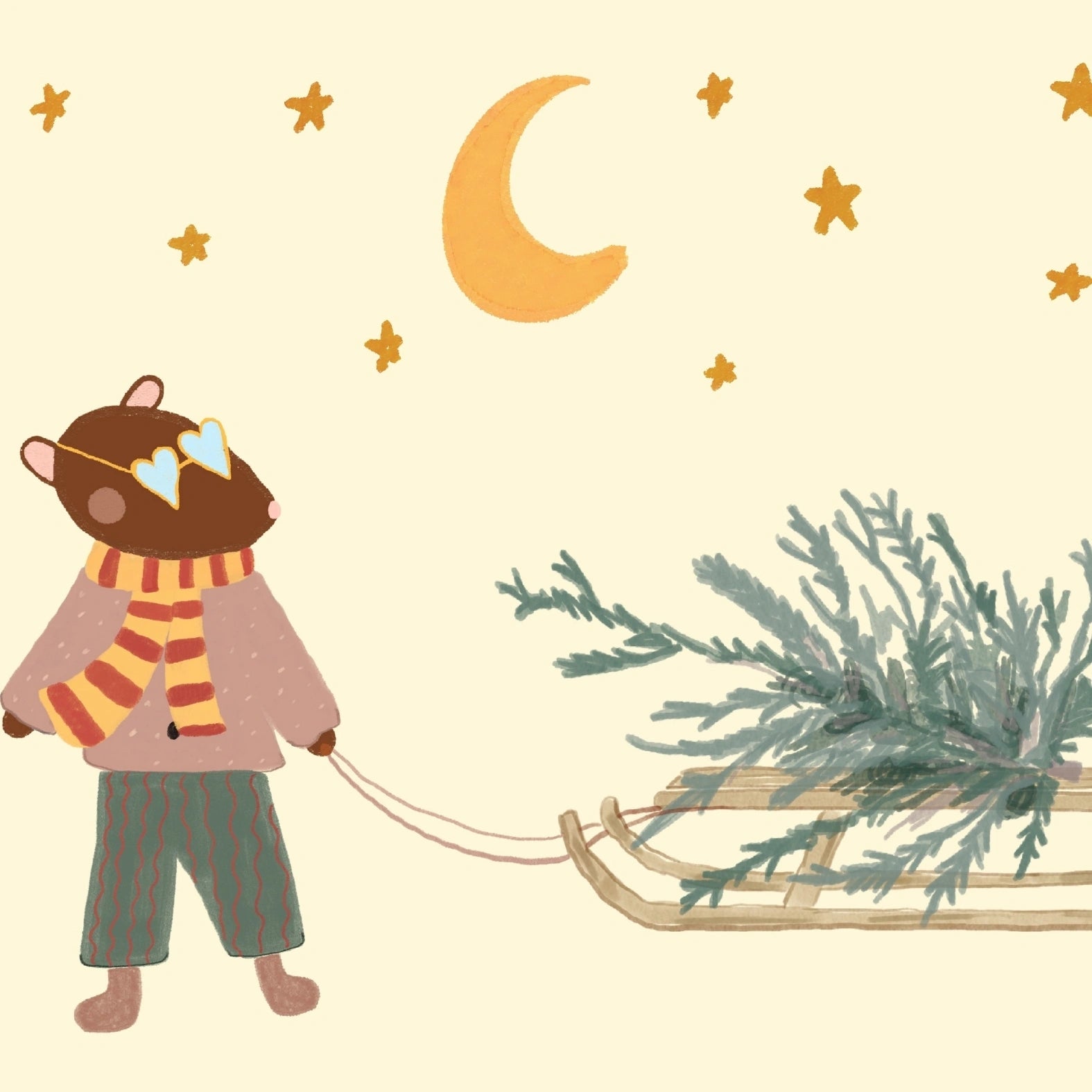 Stampa orso con albero di Natale