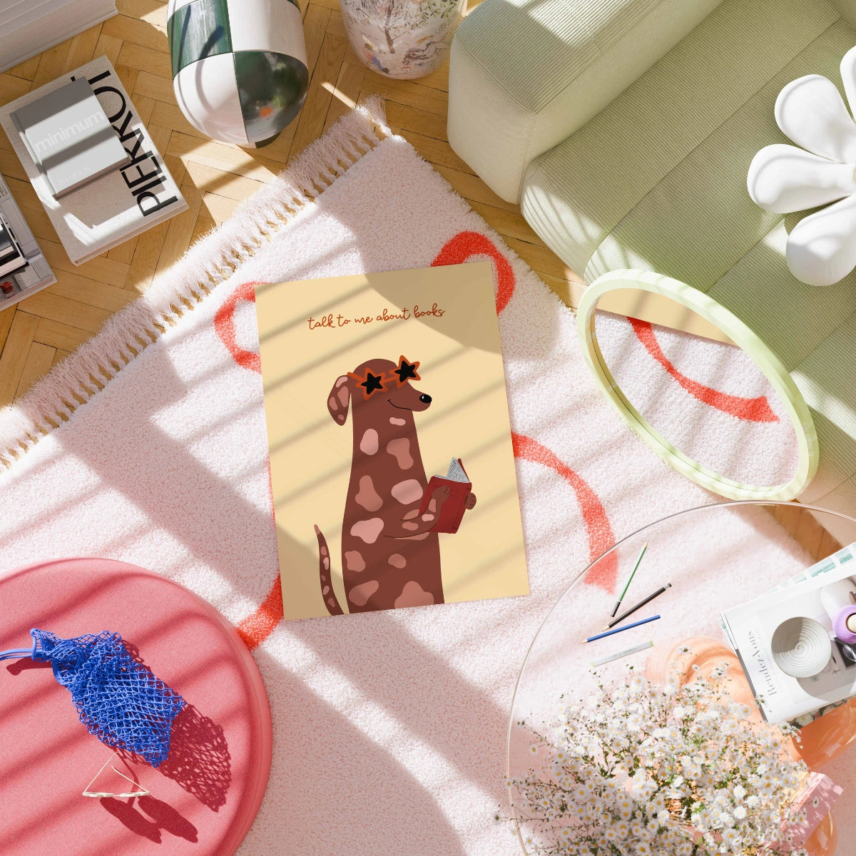 Parlami di libri - Poster murale con un cane divertente che legge