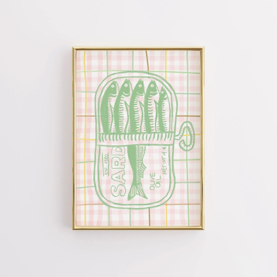 Sardine Wall Art - Stampa di pesce da cucina costiera