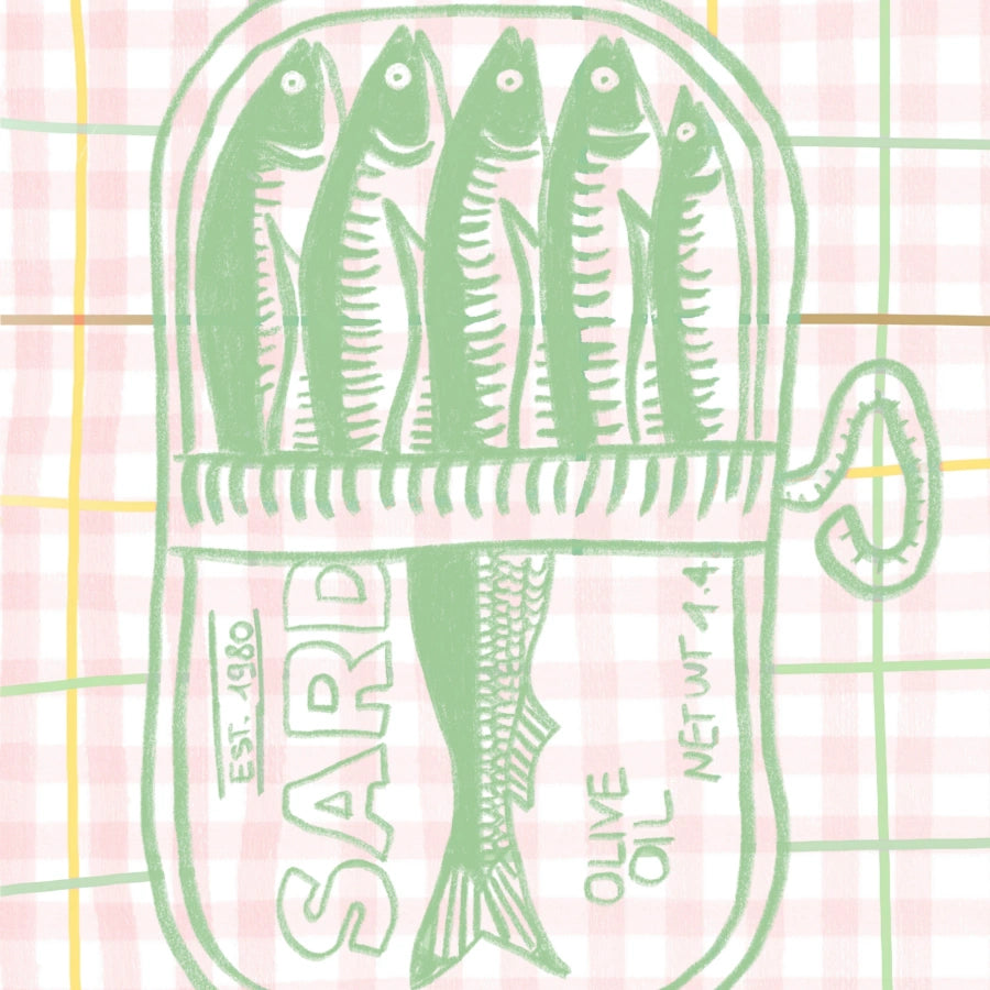 Sardine Wall Art - Stampa di pesce da cucina costiera