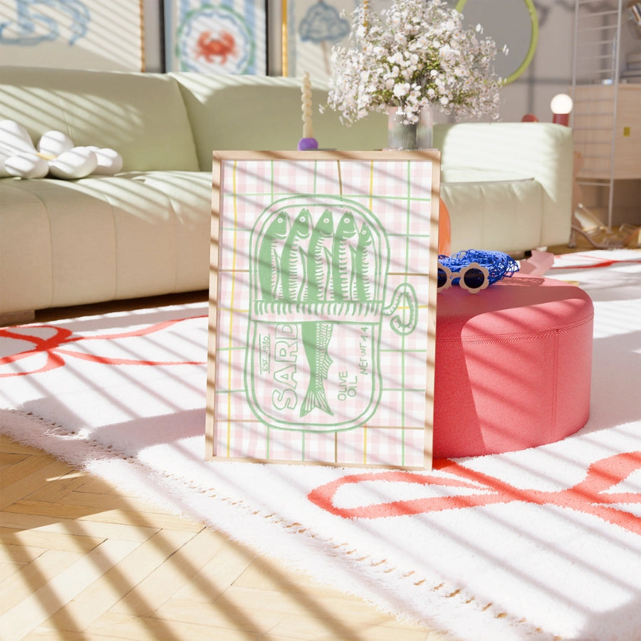 Sardine Wall Art - Stampa di pesce da cucina costiera