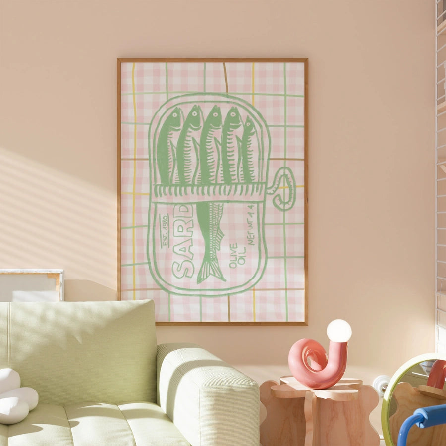 Sardine Wall Art - Stampa di pesce da cucina costiera