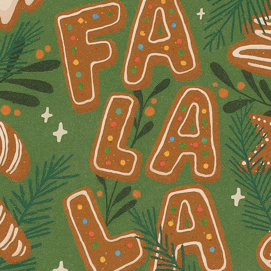 Fa La La Wall Art – Stampa natalizia di pan di zenzero