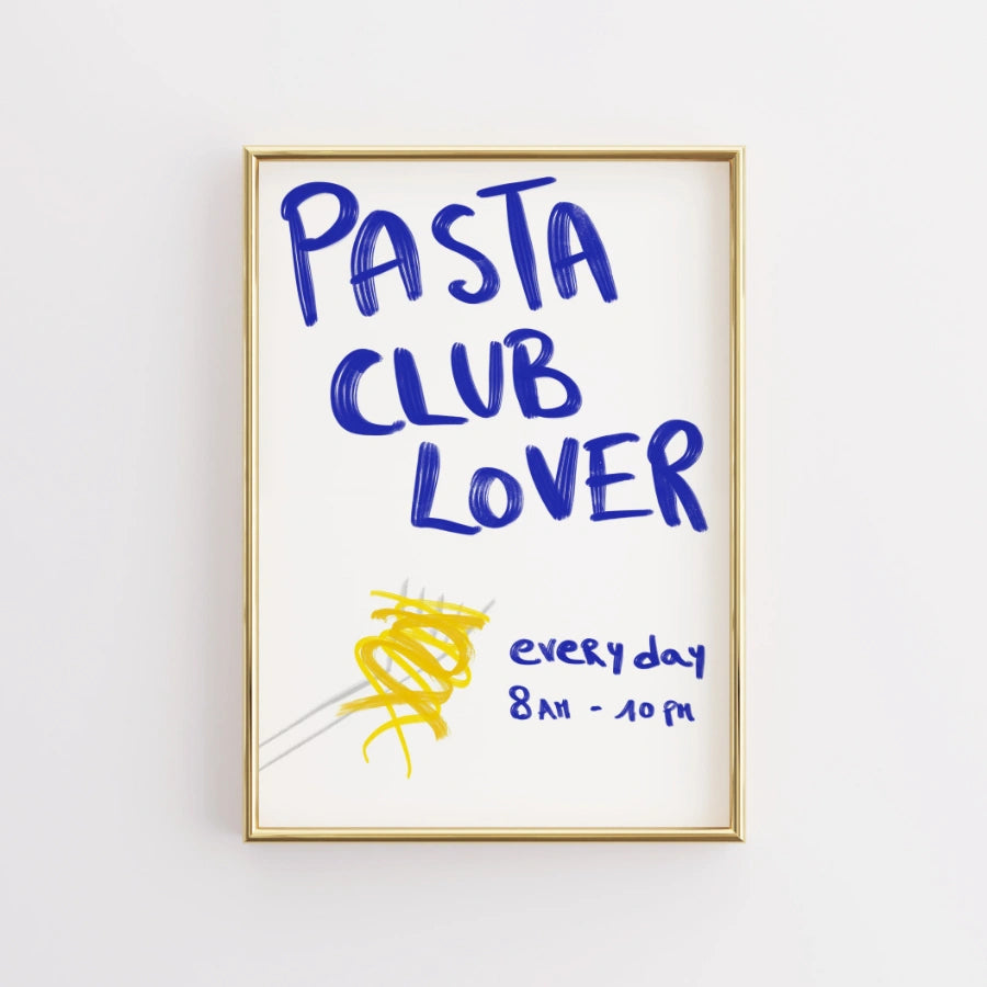 Pasta Club Lover Wall Art – Divertente stampa da cucina