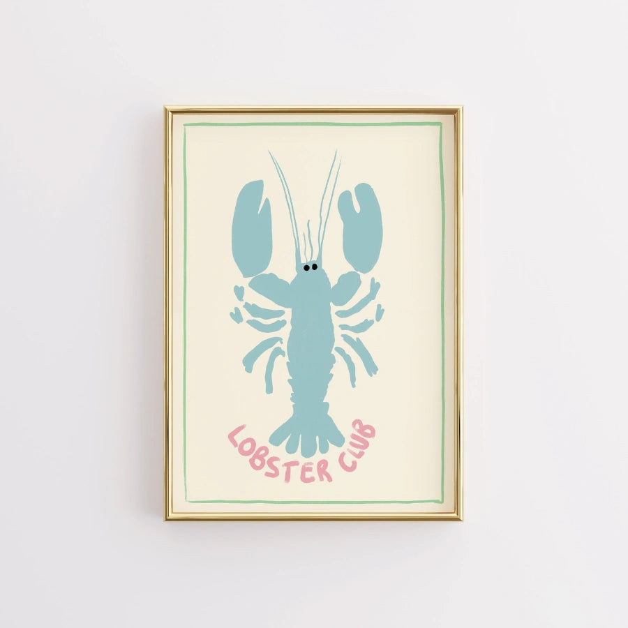 Lobster Club Wall Art - Stampa di aragosta costiera preppy