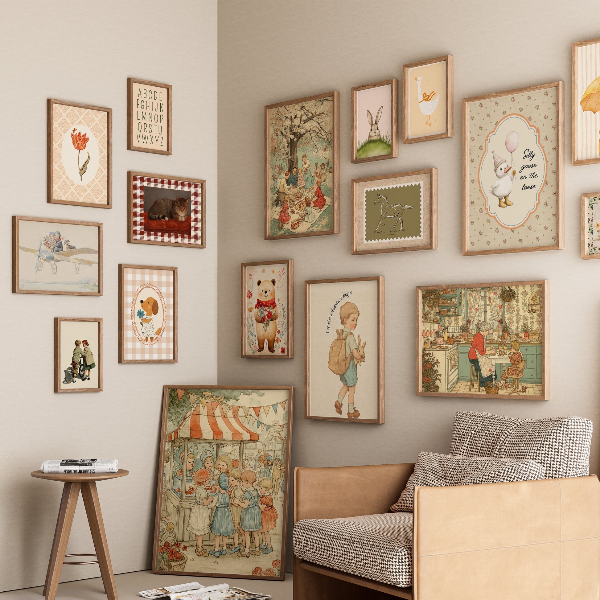 Asilo nido vintage fatto a mano, oltre 140 stampe